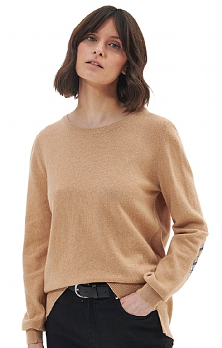 Ladies Barbour Pendle Crew Knit Jumper, Caramel Fawn