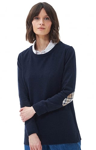 Ladies Barbour Pendle Crew Knit Jumper, Navy Fawn
