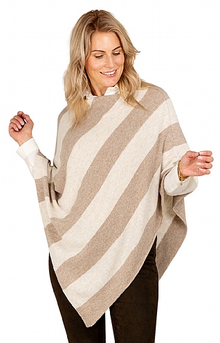 Silk & Cashmere Wide Stripe Poncho