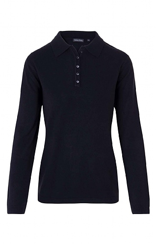 House Of Bruar Ladies Cashmere-Like Polo Neck - Navy Blue, Navy