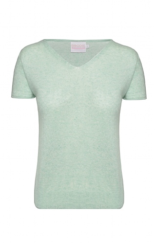 Brodie Cashmere Ladies Cashmere Penelope T-Shirt, Apple Mist