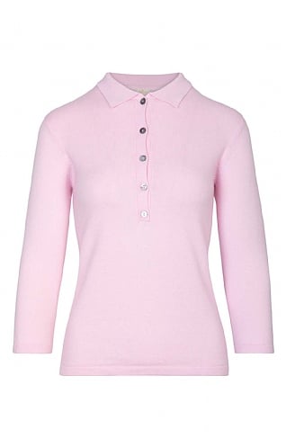 House of Bruar Ladies Cotton and Cashmere Polo Shirt, Carnation