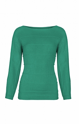 House of Bruar Ladies Cotton Horizontal Cable - Jade Green, Jade