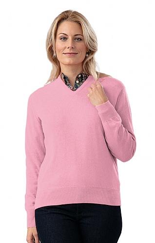 Ladies 2 Ply Cashmere V Neck
