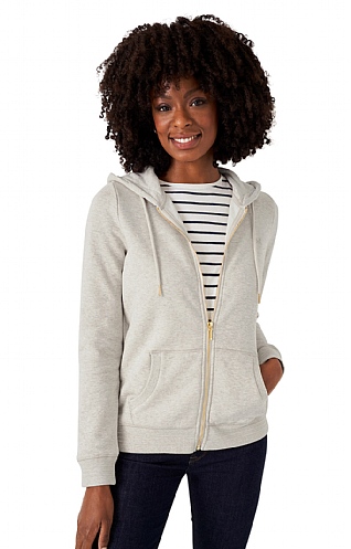 Ladies Crew Clothing Heritage Zip Through Hoodie, Oatmeal Marl