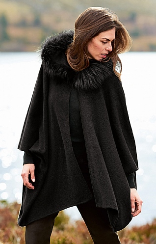 Fox Fur Cashmere Hooded Cape Fox Fur Cashmere Hooded Cape