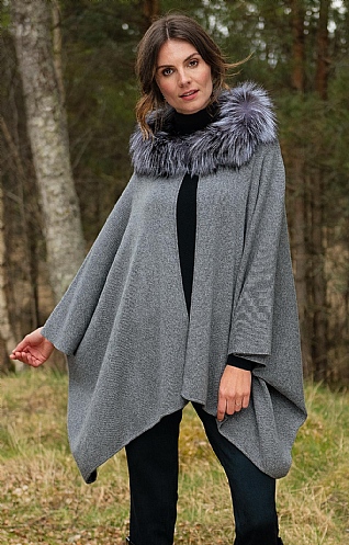 Fox Fur & Cashmere Hooded Cape