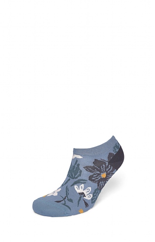 Ladies Seasalt Bamboo Arty Trainer Socks, Wax Resist Floral Enamel