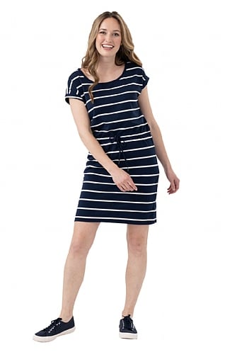 House Of Bruar Ladies Stripe Short Dress - Navy Blue, Navy