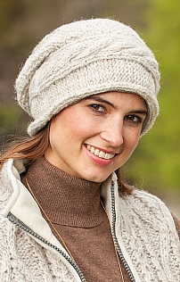 Ladies Aran Baggy Beanie