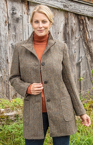 Ladies Harris Tweed Funnel Coat